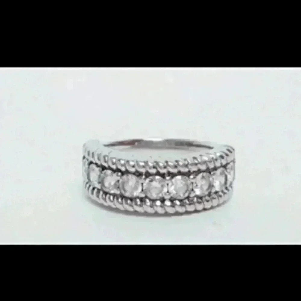 Silver 925 Pave Twist CZ Band Ring Size 5